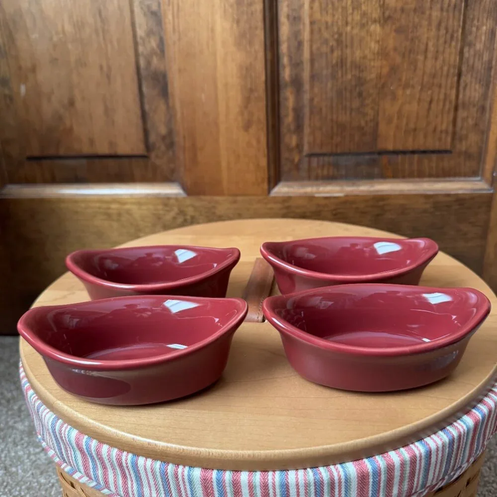 Rachael Ray 3 oz. Burgundy Ceramic Ramekin Baking/Dipping Dishes - Set of 4